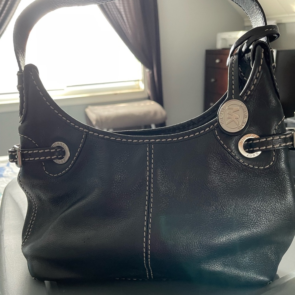Michael Kors black leather shoulder bag